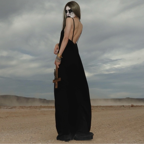 Low Scoop Back Long Plunging Maxi Dress - Picture 2 of 5